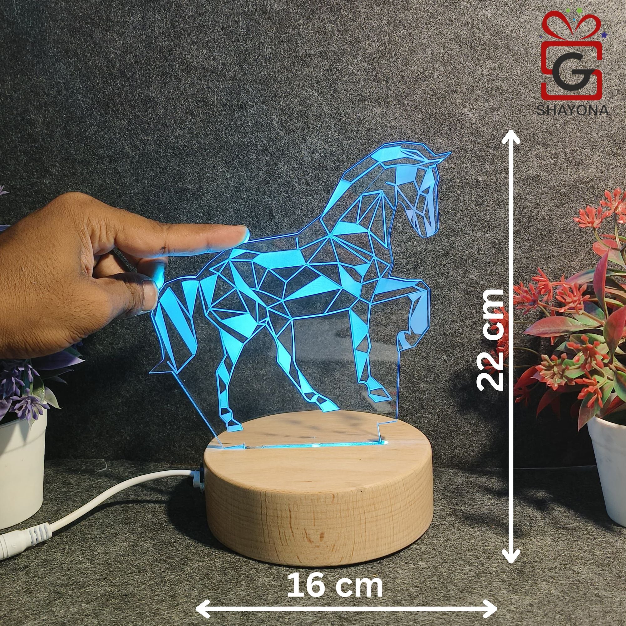 Shayona 3D Illusion LED Horse Animal Night Lamp - Multi Color