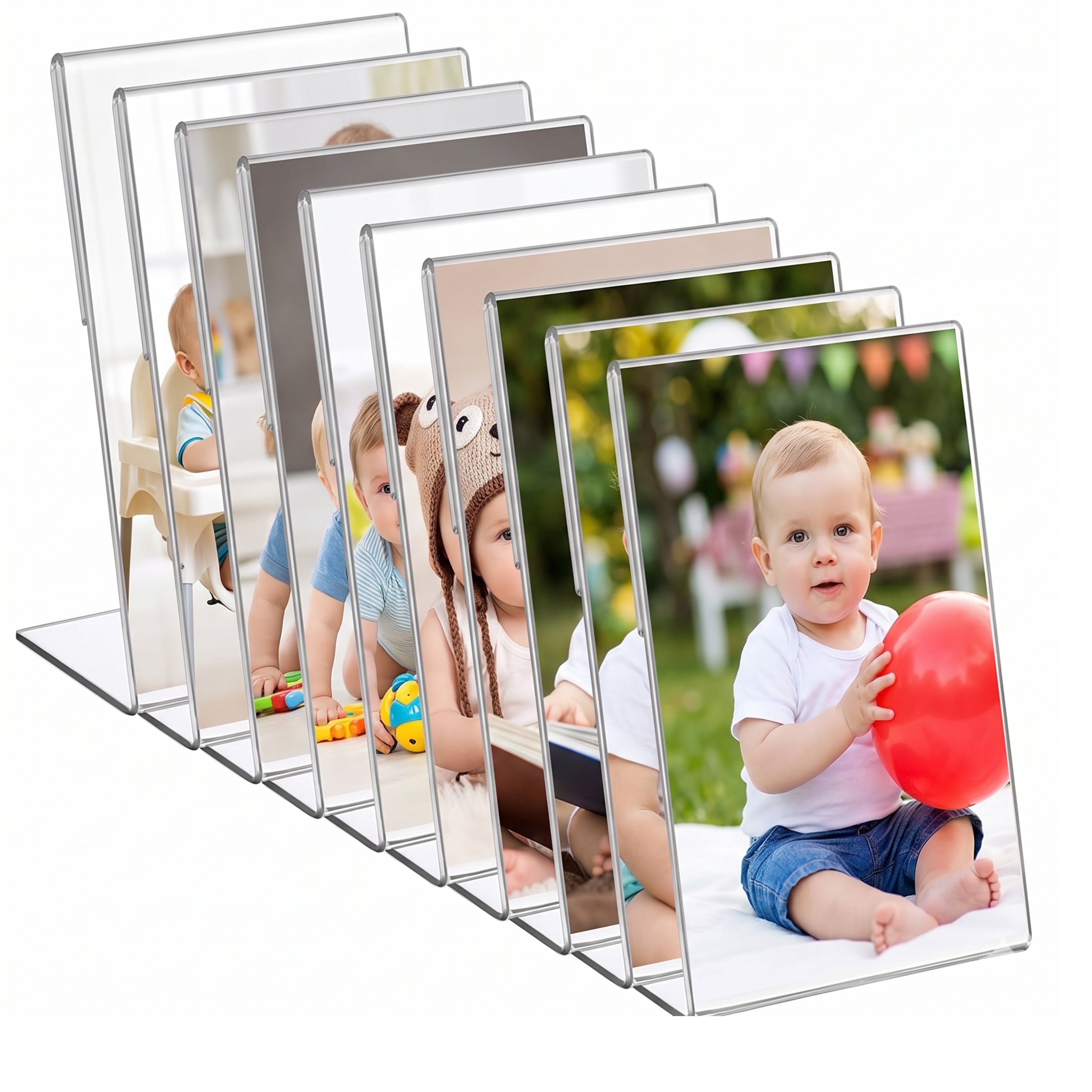 Transparent Acrylic Menu Display Stand for Restaurant Tables | QR Code Holder for Cafe, Office Counter & Hotel Reception | Durable (5x7 Inch -10 Pcs)