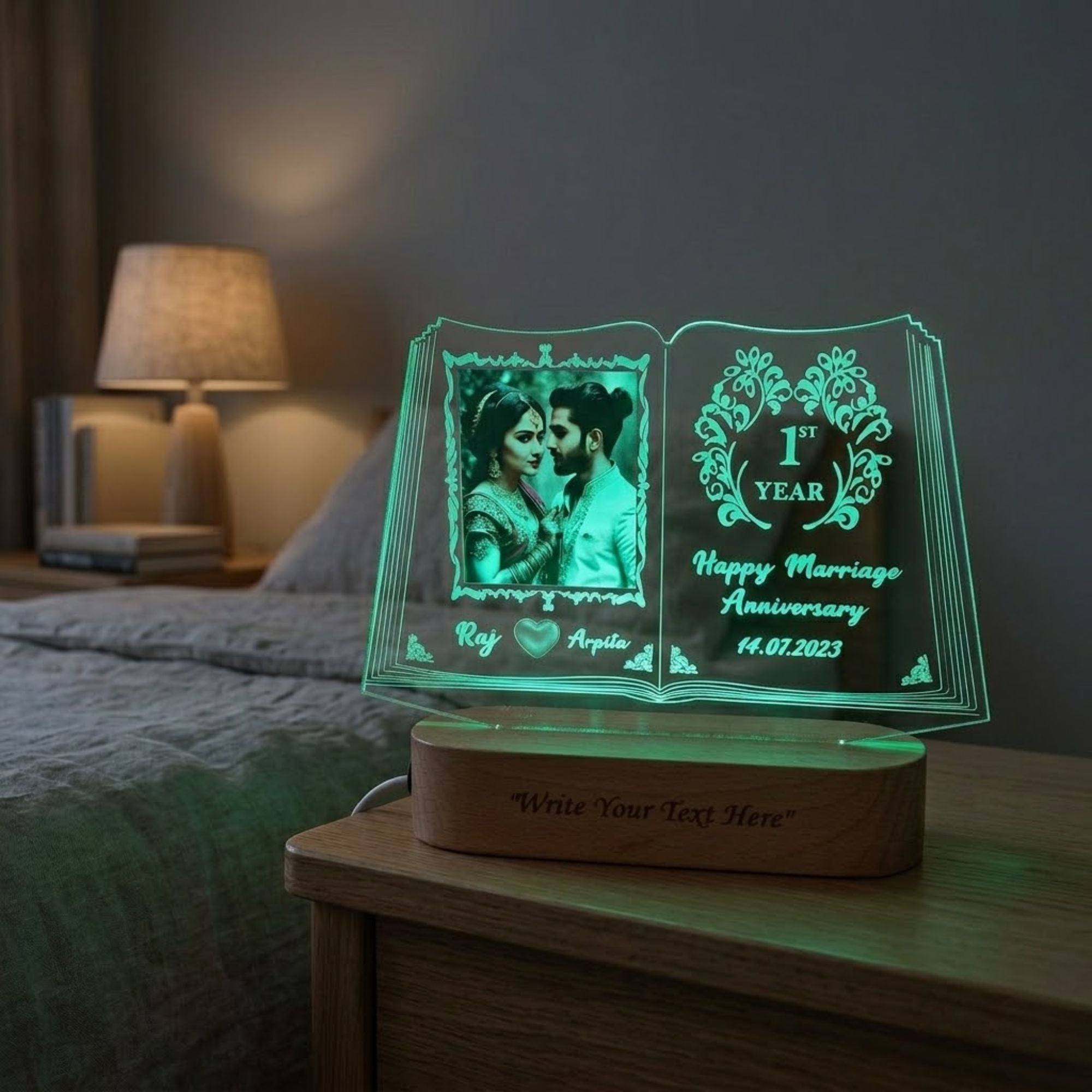 Shayona Gift Shop-Personalized LED Table Lamp for Couples| Customized Name , photo  Night Lamp for Wedding Marriage Anniversary| Wedding Return Couple Gift for Friend, Parents, Wife, Husband