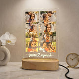 Shayona Gift Shop-Personalized LOVE Photo Collage Acrylic LED Night Light – Custom Photo Grid Lamp with Engraved Couple Names & Wooden Base, Romantic Anniversary, Wedding & Valentine’s Day Keepsake Gift
