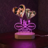 Shayona Gift Shop-Personalized Dual Heart Photo Acrylic LED Lamp | Custom Couple Infinity Name & Anniversary Date Desk Light with Wooden Base | Romantic Gift for Valentine's Day, Anniversary & Wedding
