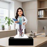 Shayona Gift Shop-Personalized Female Doctor Caricature Standee with Name Plate | Custom Photo Gift for Lady Doctor, Medical Student & Graduation