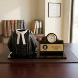 Shayona Gift Shop-Personalized Advocate Desk Name Plate with Clock & Gown Pen Holder Black Color| Custom Lawyer Office Table Nameplate | Unique Gift for Advocates & Legal Professionals