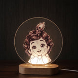 Shayona Gift Shop-Cute Bal Krishna LED Night Lamp with Wooden Base | 3D Acrylic Table Lamp | Spiritual Home Decor & Gift