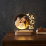 Shayona Gift Shop-Custom Mom Photo LED Lamp with Wood Base | Personalized Mother's Day Gift from Child | Engraved Keepsake