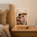 Shayona Gift Shop- Gif Sop-Personalized LED Acrylic Photo Lamp for Dad | Wooden Base | Warm Light | Father’s Day & Birthday Gift
