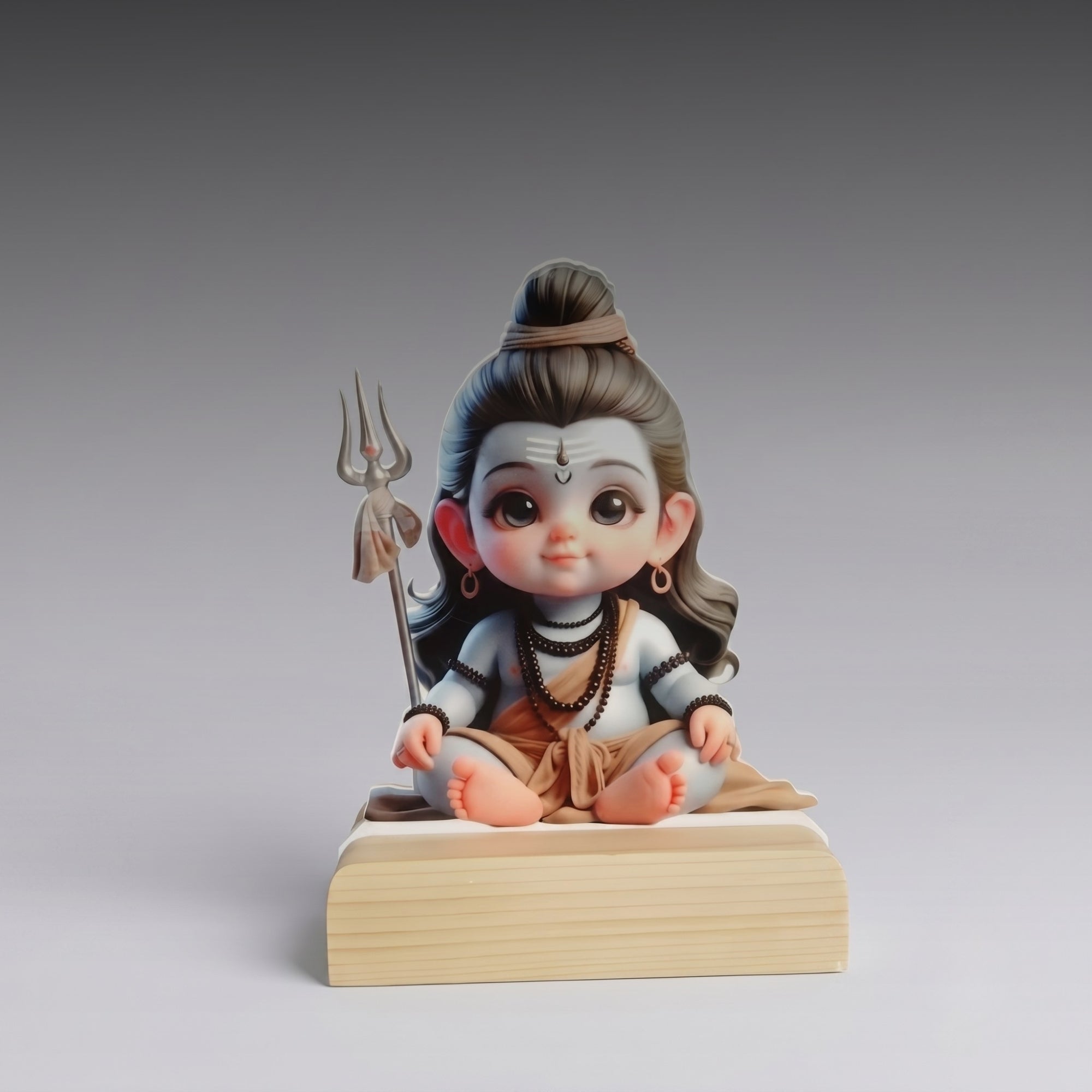 Shayona Gift Shop-Cute Little Shiva Caricature Wooden Standee | Divine Little Mahadev Tabletop Accent & Spiritual Car Dashboard Decor