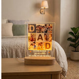 Shayona Gift Shop-Personalized Dad Photo Acrylic LED Night Light | Custom Father's Day Photo Frame Lamp with Wooden Base | Unique Keepsake Gift for Father, Dad & Husband