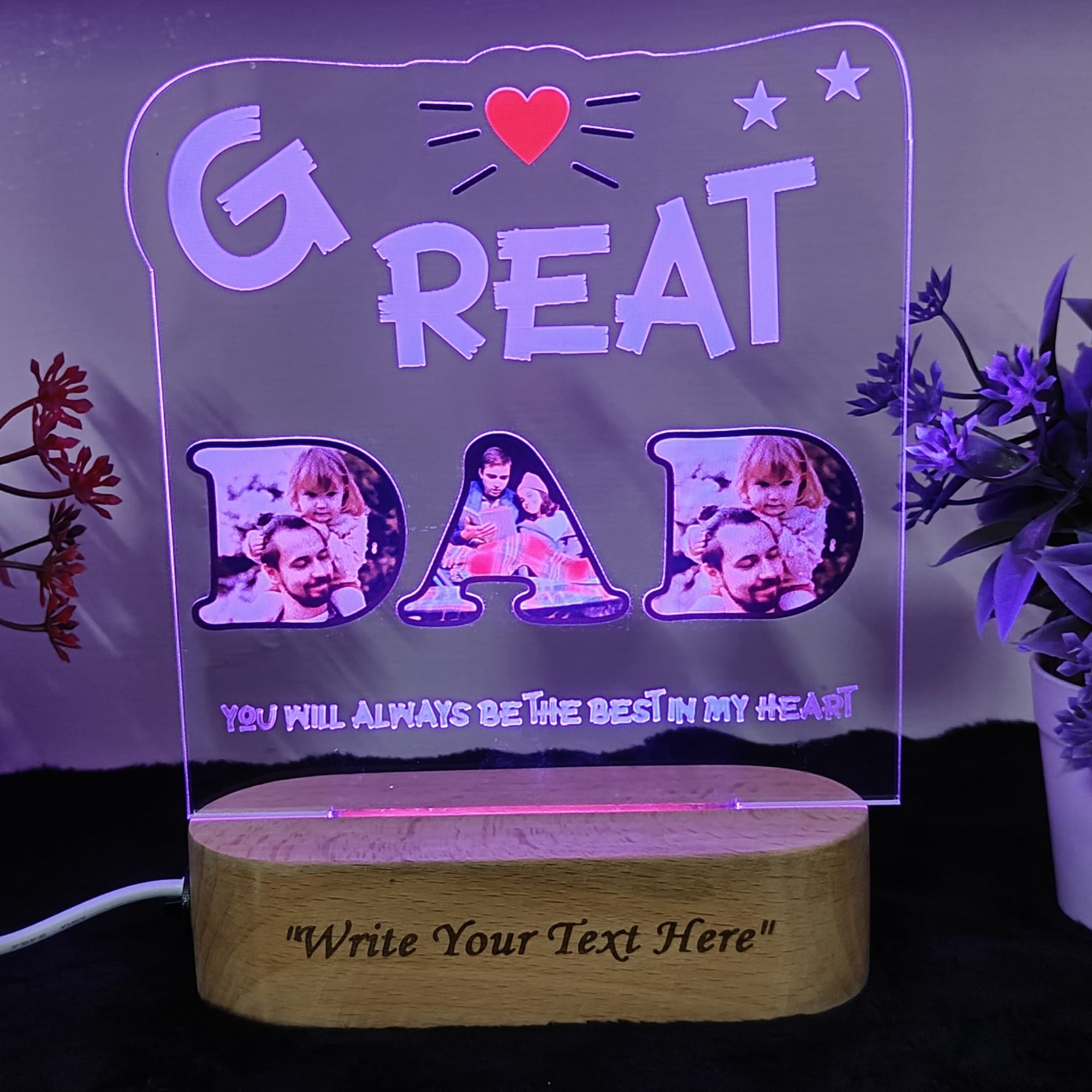 Shayona 3D Illusion personalized  You are Best Dad in The World Acrylic Night Light lamp  Gifts for Daddy on Fathers Day, Christmas, Birthday from Son, Daughter Multicolor Product