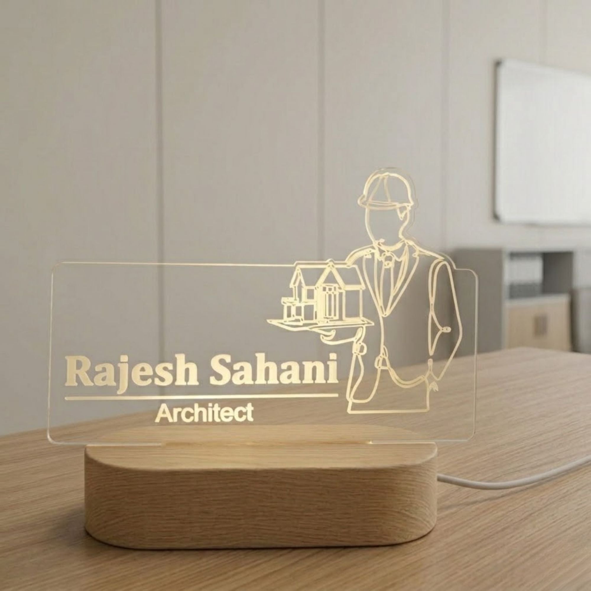 Shayona Gift Shop- Personalized Architect LED Lamp – Custom Engraved Name Desk Light for Architects & Designers