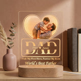 Shayona Gift Shop-Customized LED Acrylic Lamp with Dad Photo & Names | “World’s Best Father” Gift | Heart Design with Engraving | Father's Day/Birthday Gift