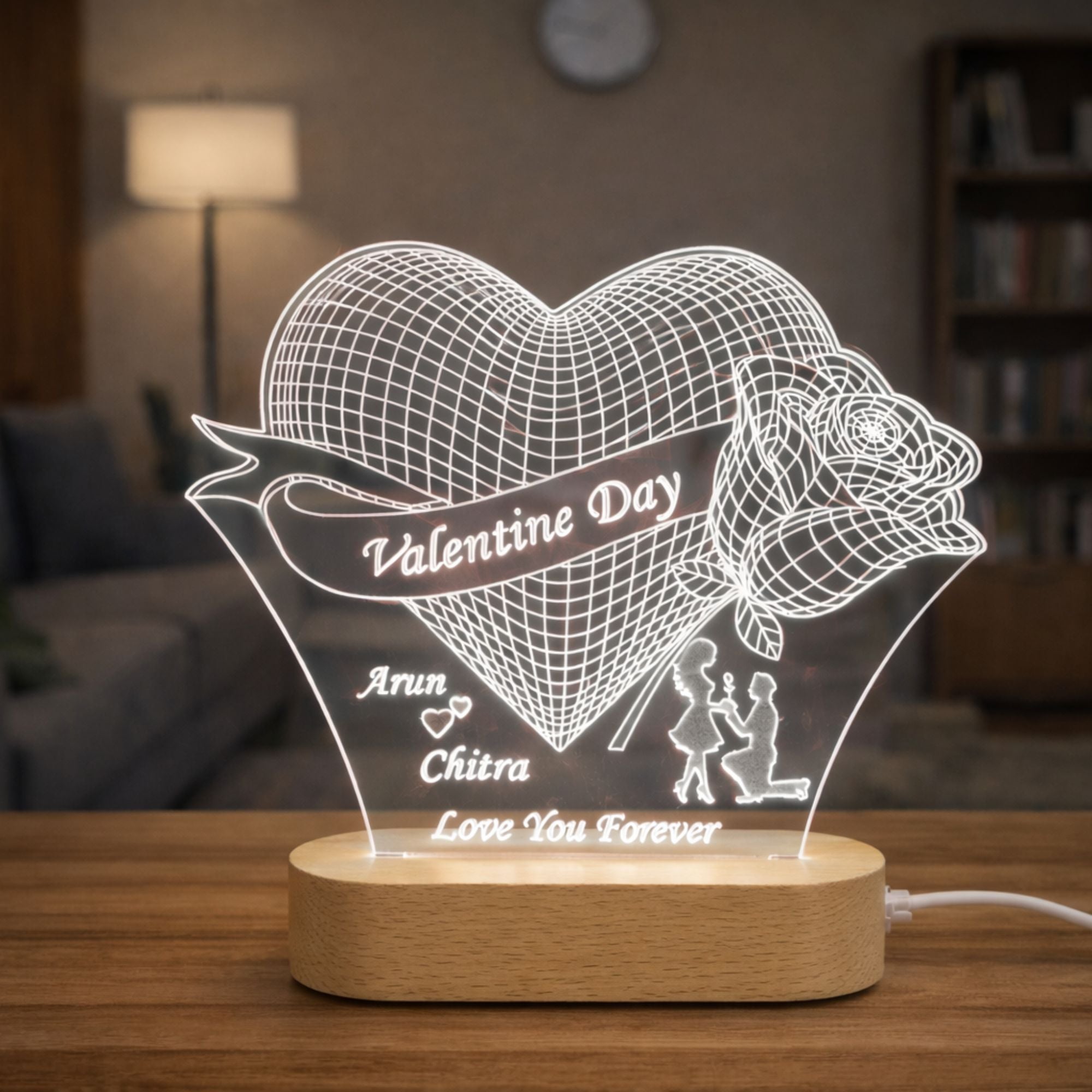 Personalized 3D Illusion LED Lamp for Valentine Day