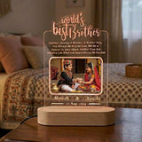 Shayona Gift Shop - World Best Brother Personalized 3D Illusion LED Table Night Lamp Name Date and UV Print Photo Frame | Gift for Brother Birthday, Wedding,Marriage, Night Lamp- Multicolor with Remote
