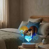 Shayona Gift Shop-Personalized Glowing Heart Photo Acrylic LED Lamp – Custom Couple Names & Wooden Base Engraved Night Light Keepsake