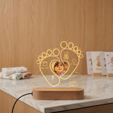 Shayona Gift Shop-Personalized Baby Birth Stats Night Light | Custom Newborn Footprint Acrylic Lamp with Photo | Nursery Decor Gift