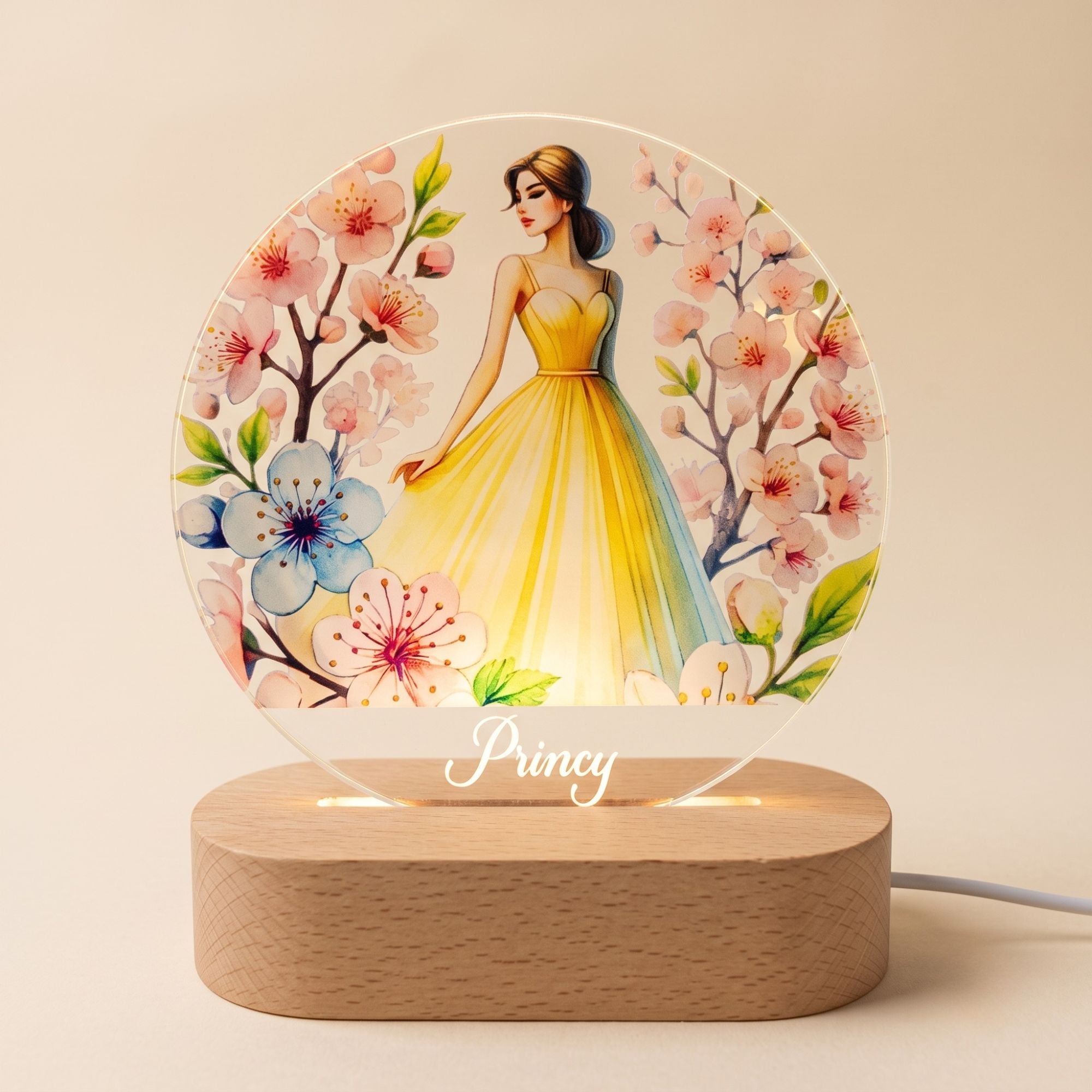 Shayona Gift Shop- Personalized LED Night Lamp for Girls with Princess Design | Custom Name Gift Light for Kids, Birthday, Room Decor
