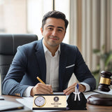 Shayona Personalized Advocate Desk Name Plate with Clock & Gown Pen Holder Black Color| Custom Lawyer Office Table Nameplate | Unique Gift for Advocates & Legal Professionals
