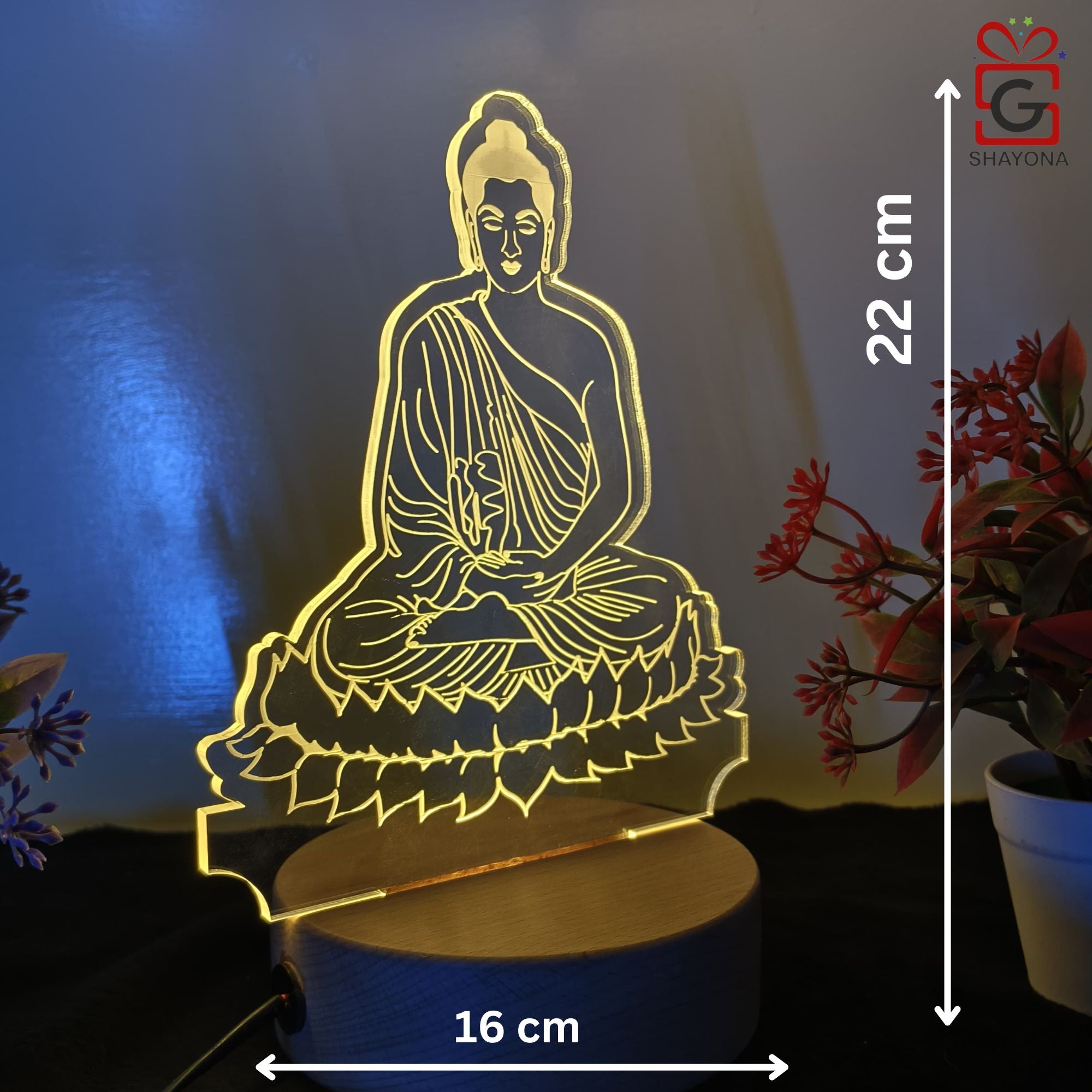 Shayona Budha  3D Illusion LED Acrylic Table Top Night Lamp, For Home