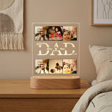 Shayona Gift Shop-Personalized Dad Photo Acrylic LED Lamp with Wooden Base – Customized Best Dad Ever Acrylic Light Plaque Frame for Father's Day, Birthday & Home Decor