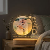 Shayona Gift Shop-Personalized Dad Photo Night Light | Custom Acrylic Plaque for Father's Day | "Dad, You Give Me Wings To Fly" LED Lamp
