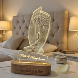 Shayona Gift Shop-Personalized Holding Hands 3D Acrylic LED Night Light – Custom Name Couple Lamp with Engraved Wooden Base, Romantic Anniversary, Wedding & Valentine’s Day Gift
