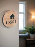 Shayona Gift Shop Round Wooden House Number Plate