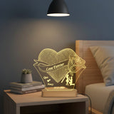 Shayona Gift Shop-Personalized 3D Heart Rose Acrylic LED Lamp – Custom Couple Names, Proposal Silhouette & Date Romantic Night Light