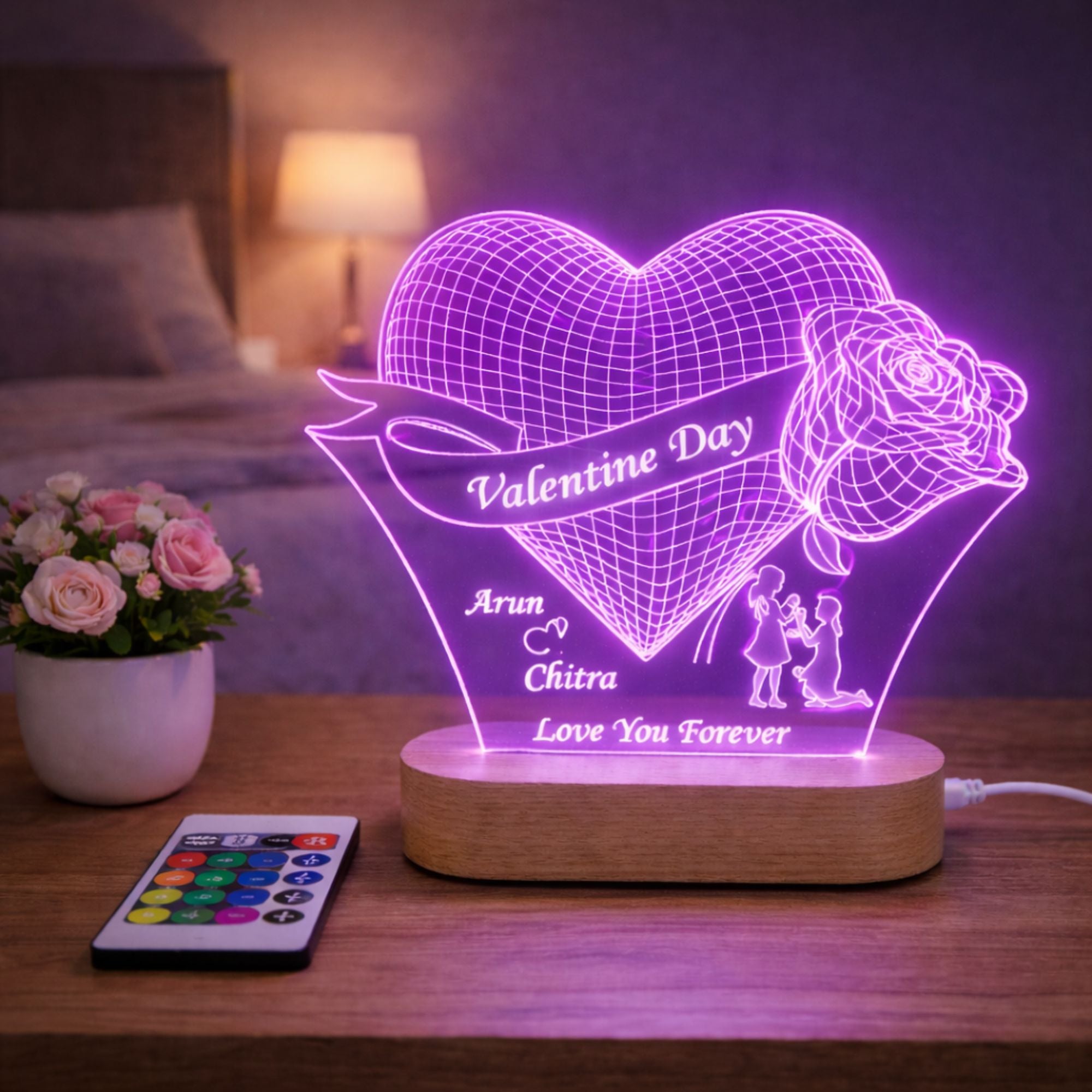 Personalized 3D Illusion LED Lamp for Valentine Day