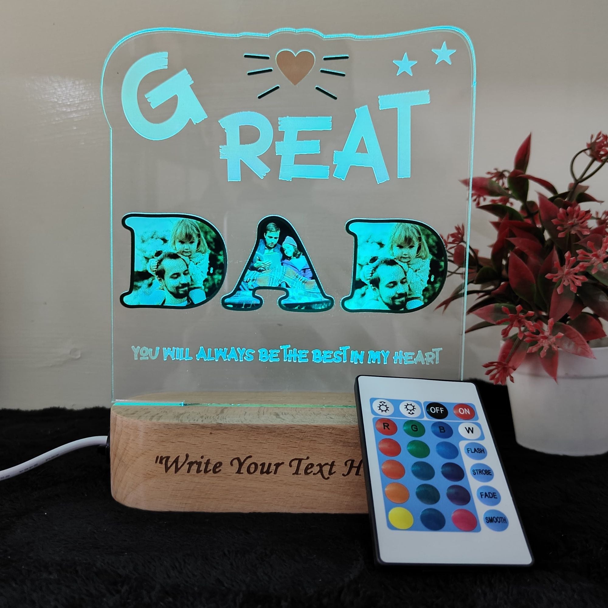 Shayona 3D Illusion personalized  You are Best Dad in The World Acrylic Night Light lamp  Gifts for Daddy on Fathers Day, Christmas, Birthday from Son, Daughter Multicolor Product