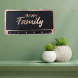Shayona Happy Family Wooden Name Plate with Key Holder – 6 Hooks Wall Mounted Organizer for Home Entrance, Living Room & Office Décor"