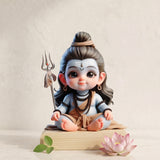 Shayona Gift Shop-Cute Little Shiva Caricature Wooden Standee | Divine Little Mahadev Tabletop Accent & Spiritual Car Dashboard Decor