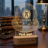 Shayona Gift Shop-Personalized Advocate LED Desk Lamp - Custom Engraved Lawyer Name Plate with Advocate Emblem & Wooden Lighted Base