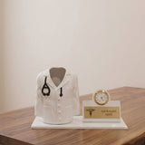Shayona Gift Shop-Personalized Doctor Desk Name Plate with Clock & Coat Pen Holder White Color| Custom Medical Office Desk Organizer | Doctor Gift Item
