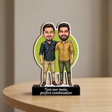 Shayona Gift Shop-Personalized Two Men Caricature Acrylic Standee | Custom Friends & Brothers Photo Cutout Gift | "Tum Aur Main" Tabletop Gift Rakhi Gift