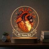 Shayona Gift Shop-Shayona Personalized Anatomical Heart LED Night Lamp | Custom Name Acrylic Lamp with Wooden Base | Gift for Doctors, Cardiologists, Medical Students