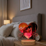 Shayona Gift Shop-Personalized Glowing Heart Photo Acrylic LED Lamp – Custom Couple Names & Wooden Base Engraved Night Light Keepsake