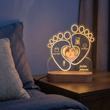 Shayona Gift Shop-Personalized Baby Birth Stats Night Light | Custom Newborn Footprint Acrylic Lamp with Photo | Nursery Decor Gift