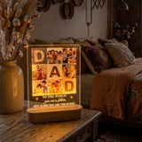 Shayona Gift Shop-Personalized Dad Photo Acrylic LED Night Light | Custom Father's Day Photo Frame Lamp with Wooden Base | Unique Keepsake Gift for Father, Dad & Husband