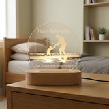 Shayona Gift Shop-Personalized Father's Day Acrylic LED Lamp | Dad My First Hero Forever My Rock Night Light Custom Engraved Acrylic Lamp with Wooden Base Gift for Father, Dad, Papa, Daddy