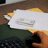 SHAYONA Silver Bar Shape Metal Paper Weight for Office Desk | Premium Decorative Paper Holder for Home & Office
