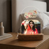 Shayona Gift Shop-Personalized Acrylic LED Photo Frame Light - Night Lamp with Wooden Base & Custom Engraving