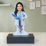 Shayona Gift Shop-Personalized Female Doctor Caricature Standee with Name Plate | Custom Photo Gift for Lady Doctor, Medical Student & Graduation