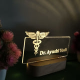 Shayona Personalized Doctor LED Lamp with Custom Name Engraving on Wooden Base – Ideal Gift for Medical Professionals