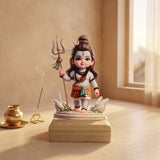 Shayona Gift Shop-Cute Standing Shiva Caricature Wooden Standee | Divine Little Mahadev Trishul Tabletop Accent & Spiritual Decor