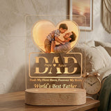 Shayona Gift Shop-Customized LED Acrylic Lamp with Dad Photo & Names | “World’s Best Father” Gift | Heart Design with Engraving | Father's Day/Birthday Gift