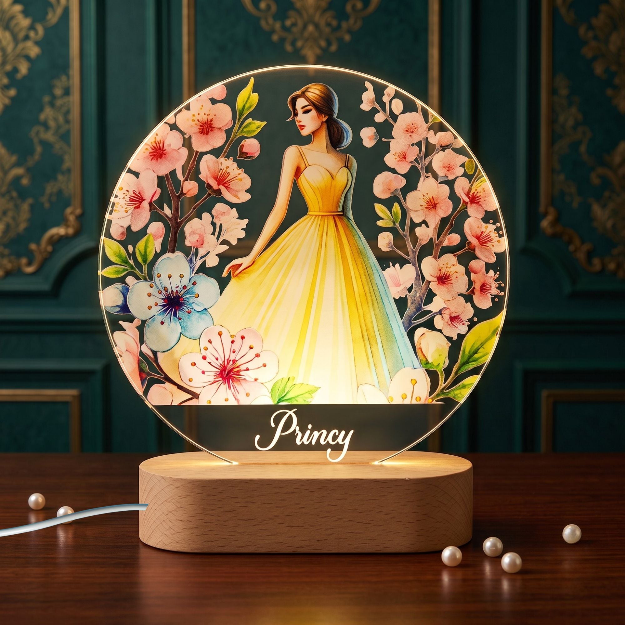 Shayona Gift Shop- Personalized LED Night Lamp for Girls with Princess Design | Custom Name Gift Light for Kids, Birthday, Room Decor