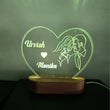 Shayona Gift Shop-Customized Heart Couples 3D Acrylic Night Light – Personalized Engraved Name LED Lamp with Wooden Base for Anniversary, Wedding & Birthday Gift