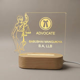 Shayona Gift Shop-Custom Engraved Lawyer LED Desk Lamp with Lady Justice - Personalized Law Degree & Advocate Gift