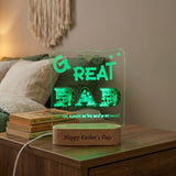 Shayona Gift Shop-Personalized Great Dad Photo Lettering Acrylic LED Lamp with Wooden Base – Customized "GREAT DAD" Photo Frame Light Plaque for Father's Day, Birthday & Home Decor