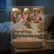 Shayona Gift Shop-Personalized Father's Day Photo Acrylic LED Lamp | Custom Dad Picture Night Light with Wooden Base | Happy Father's Day Gift for Dad, Papa, Daddy | Personalized Family Photo Desk Lamp